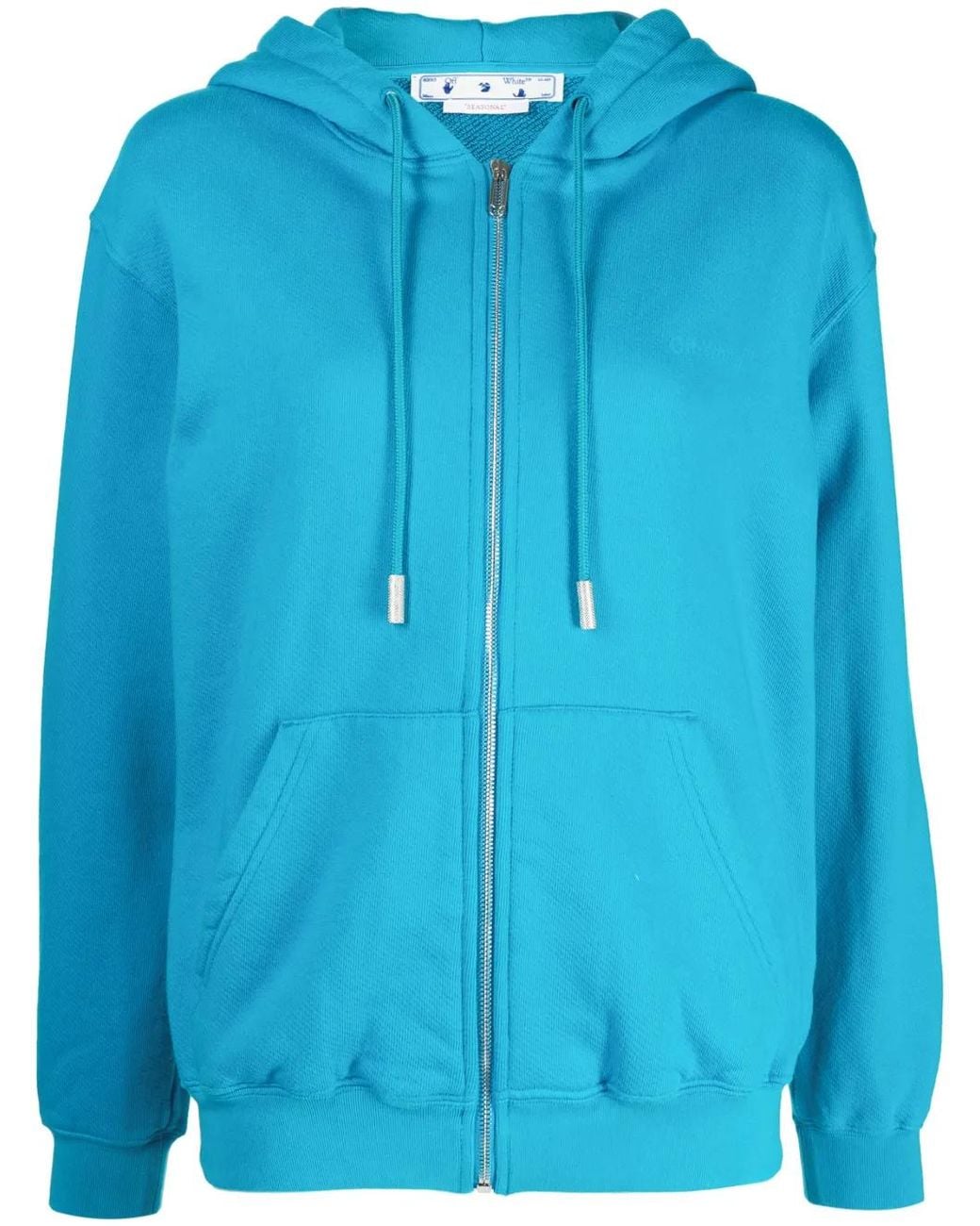 Off-White c/o Virgil Abloh Blue Diag-Print Zip-Front Hoodie