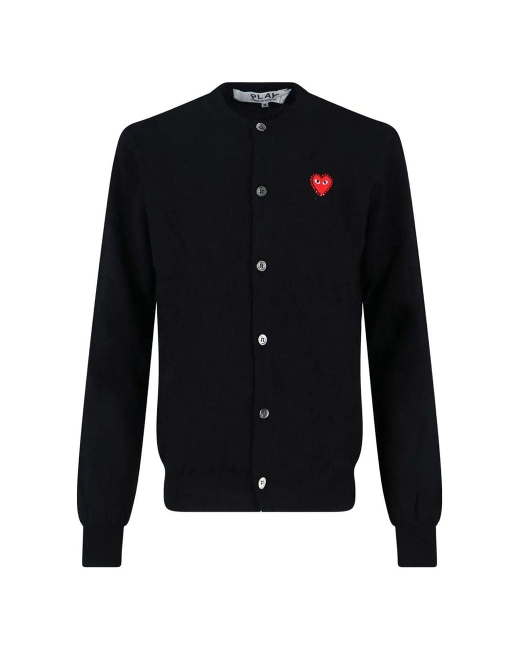 COMME DES GARÇONS PLAY Blue Rhinestone-Embellished Heart-Patch Cardigan