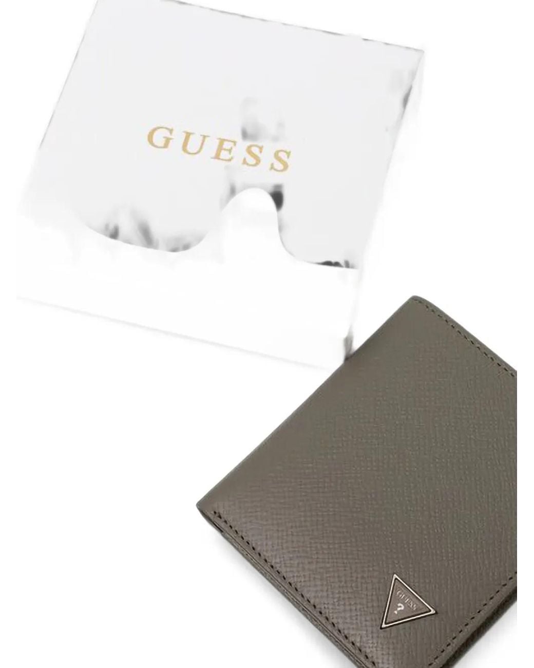 Guess Brown Milano Logo-Plaque Bifold Wallet for men