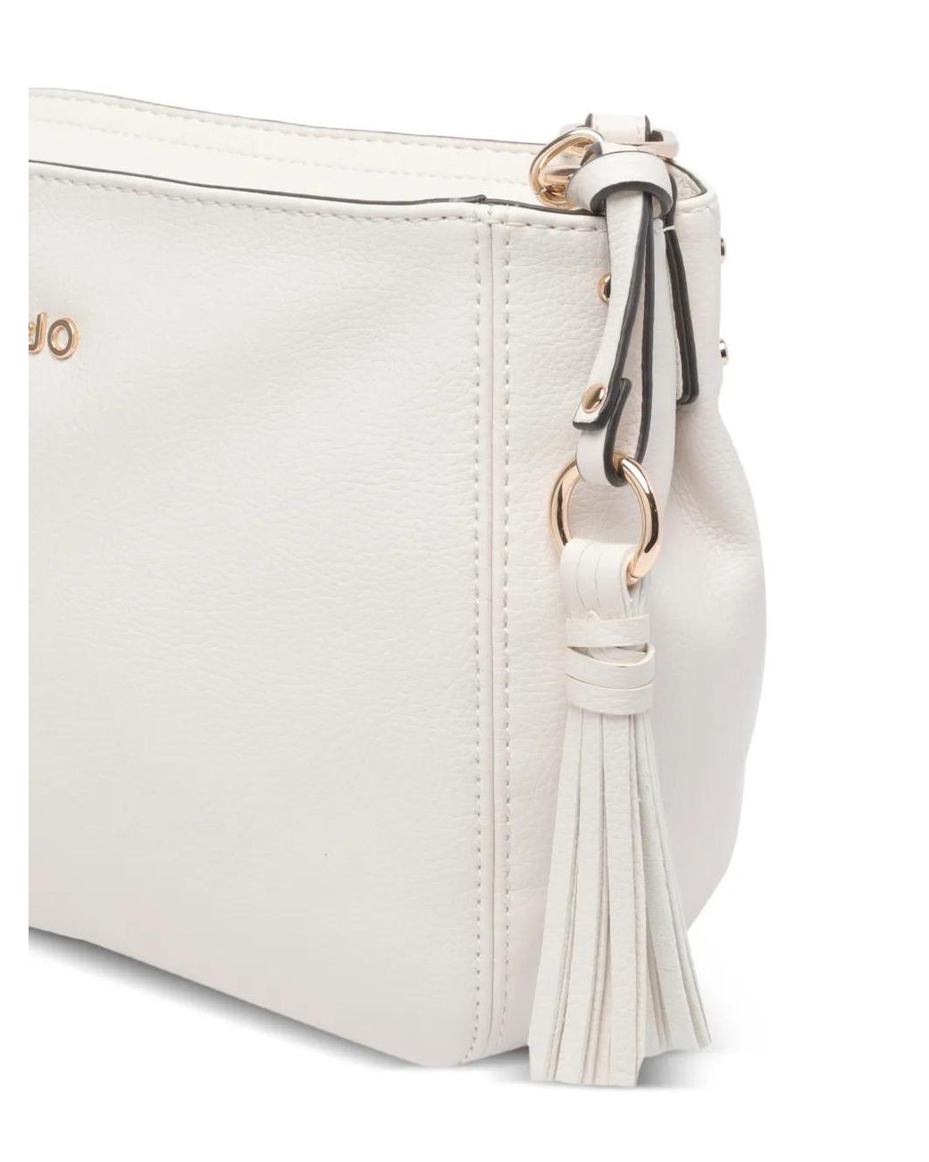 Liu Jo White Logo-Plaque Tassel Shoulder Bag