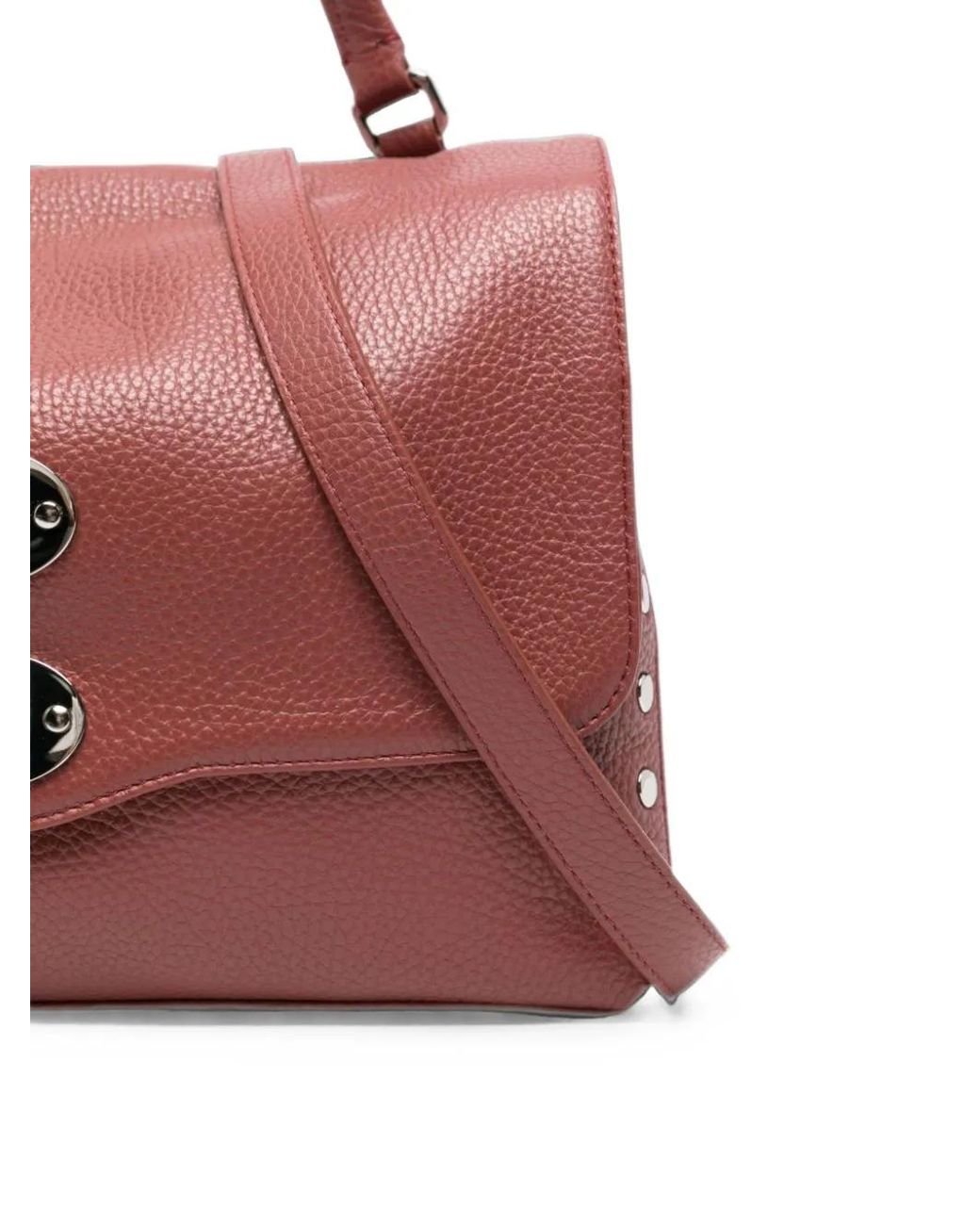 Zanellato Red Postina Daily Studded Leather Tote Bag