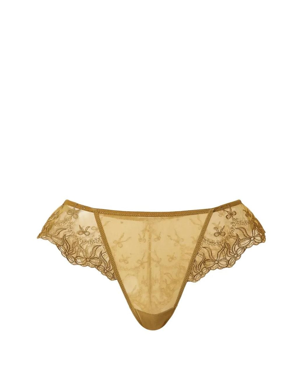 Twinset Natural Embroidered Tulle Brazilian Briefs With Bows