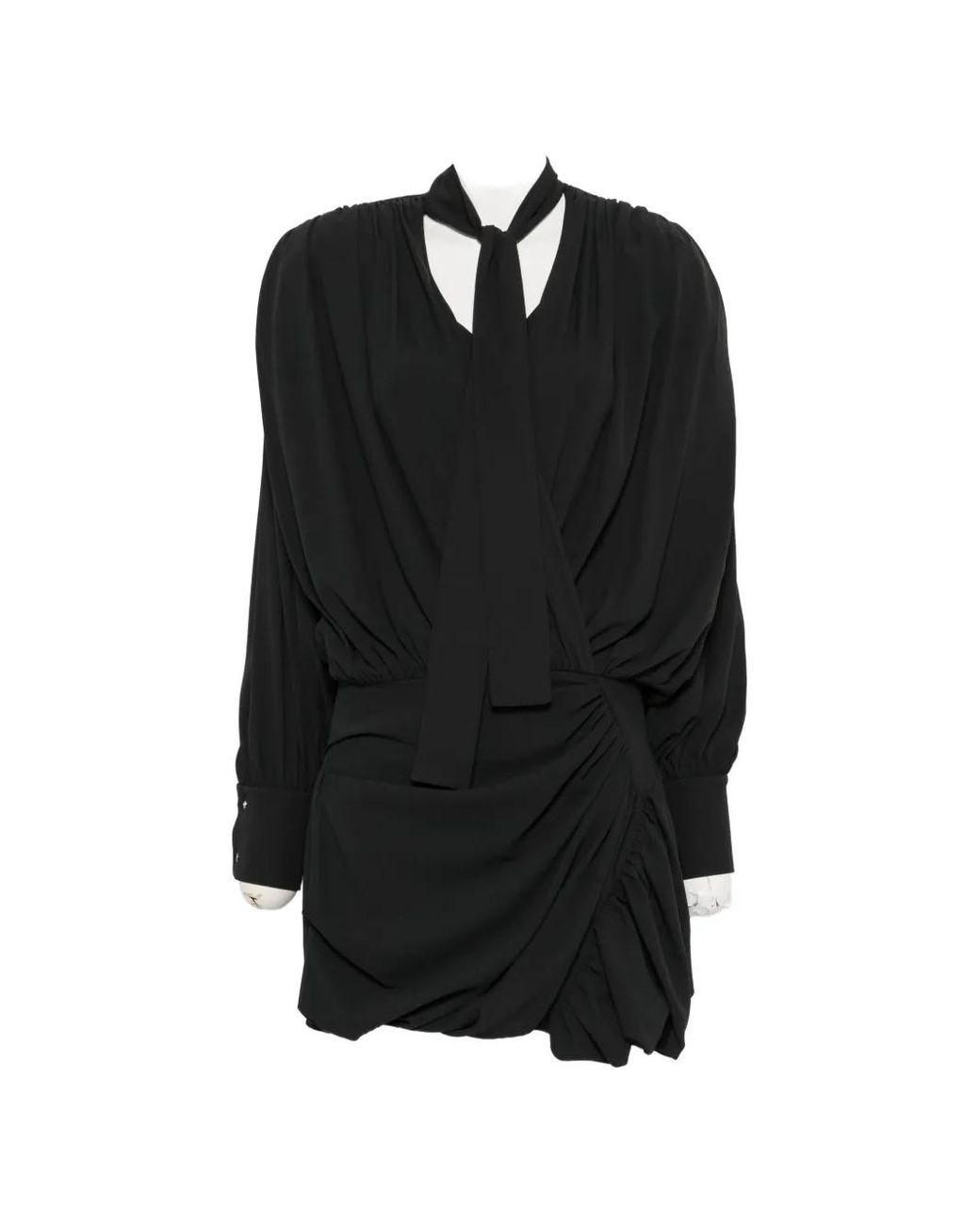 IRO Black Bounce Pussy-Bow Draped Dress