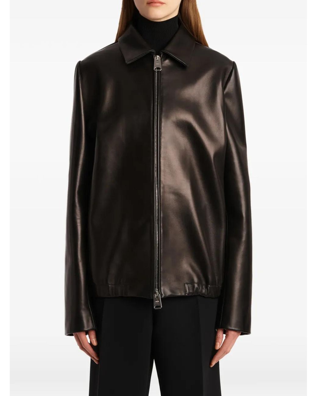 Khaite Black Jackson Zip-Up Leather Jacket