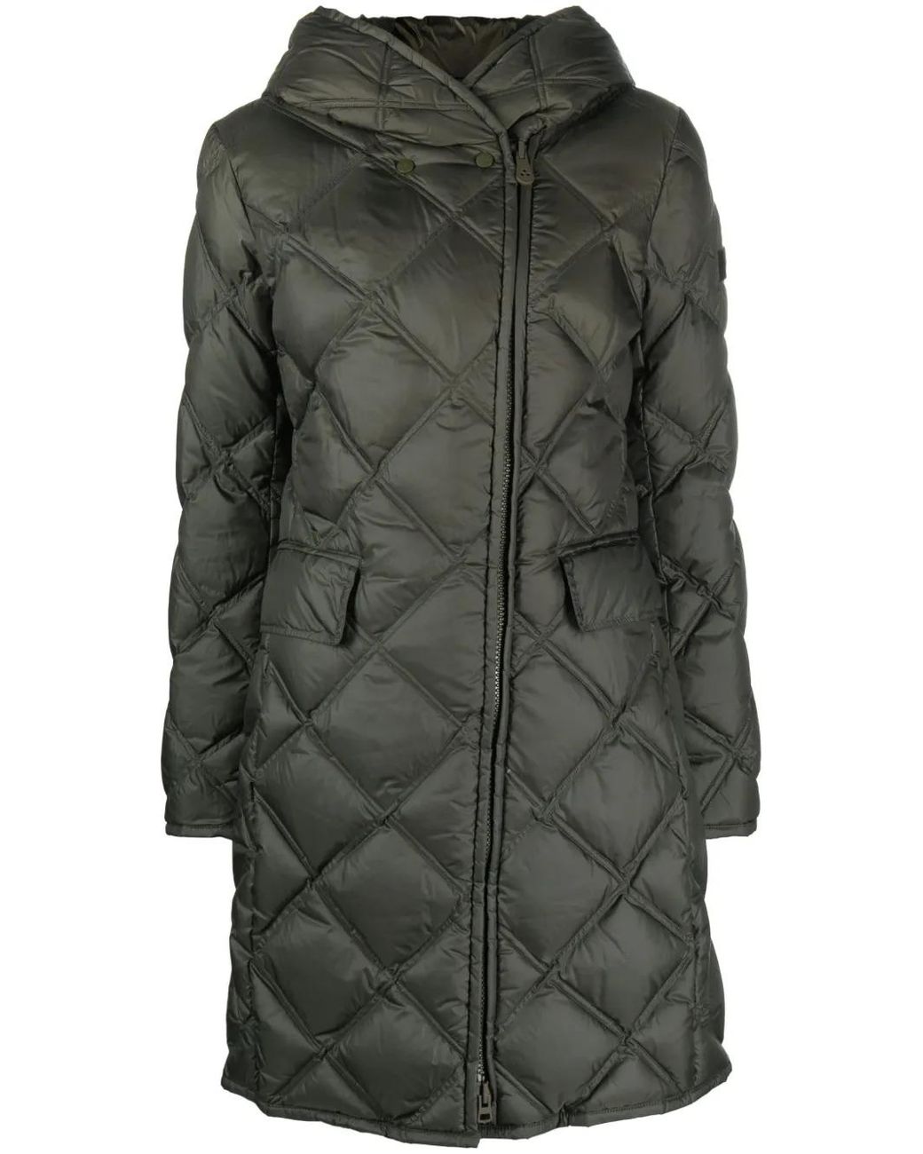 Peuterey Gray Hooded Quilted Coat