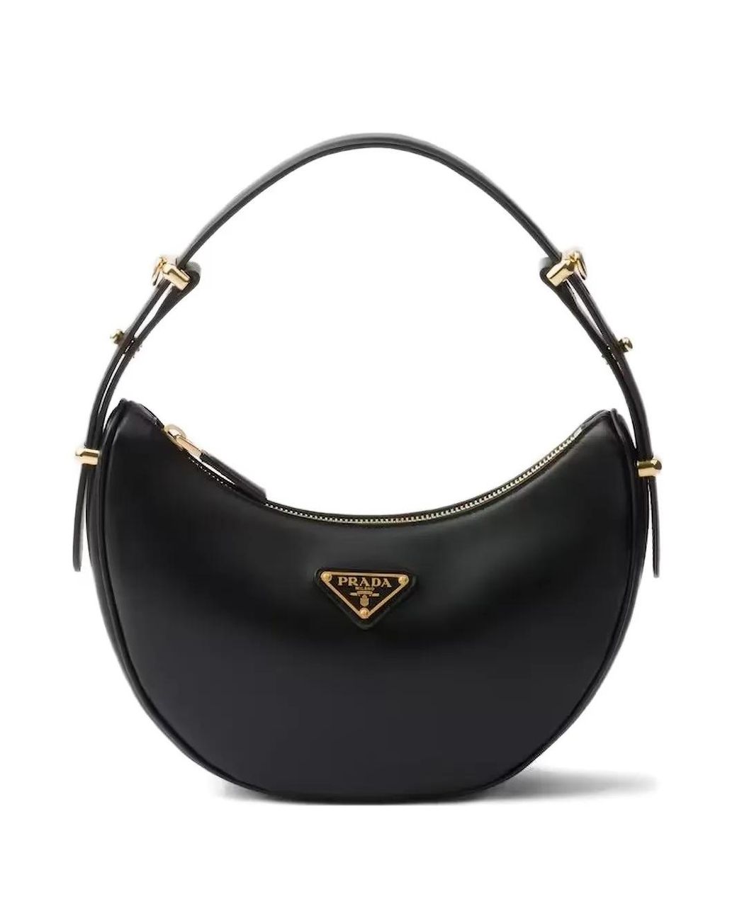 Prada Black Crescent-Shaped Leather Shoulder Bag