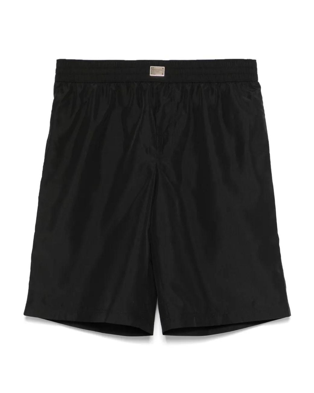 Dolce & Gabbana Black Logo-Plaque Swim Shorts for men