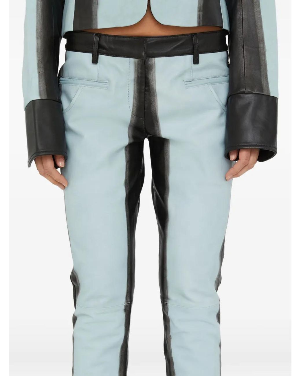 Christopher Esber Blue Scuffed-Effect Leather Jacket