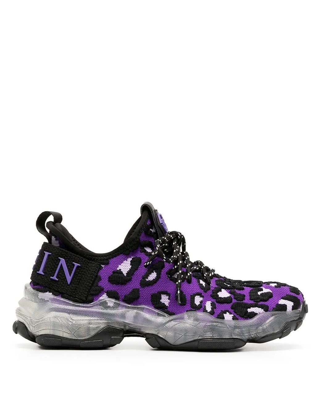 Philipp Plein Purple Runner Leopard-Print Sneakers