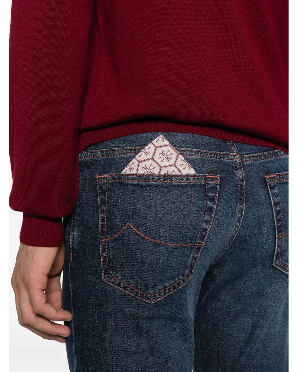 Jacob Cohen Blue Topstitch Jeans for men