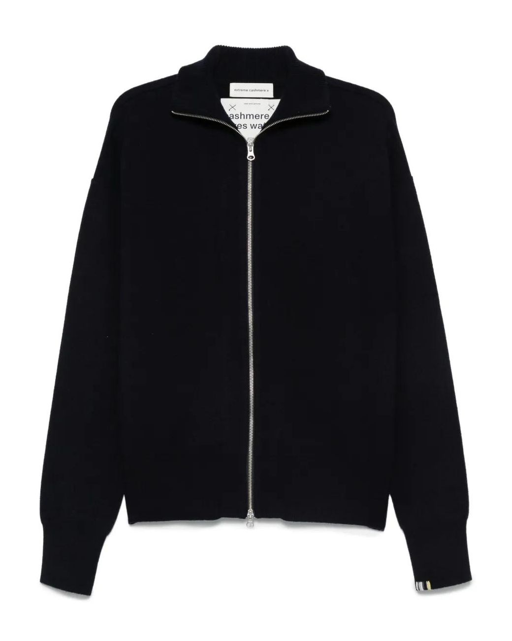 Extreme Cashmere Black Zip-Front Cashmere Cardigan