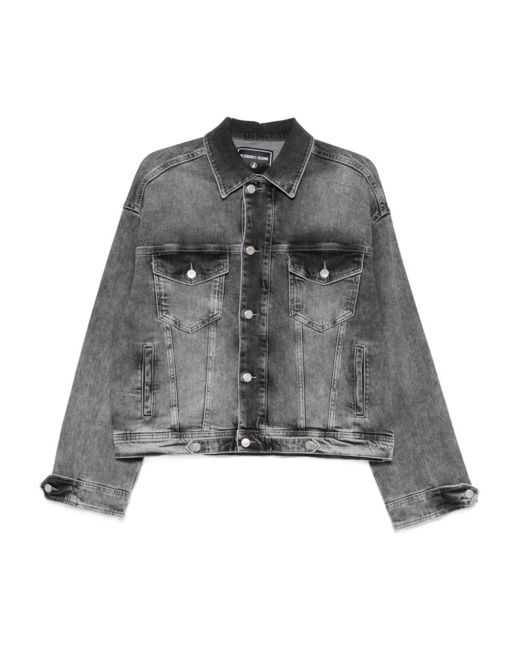 Iceberg Gray Embellished Denim Jacket