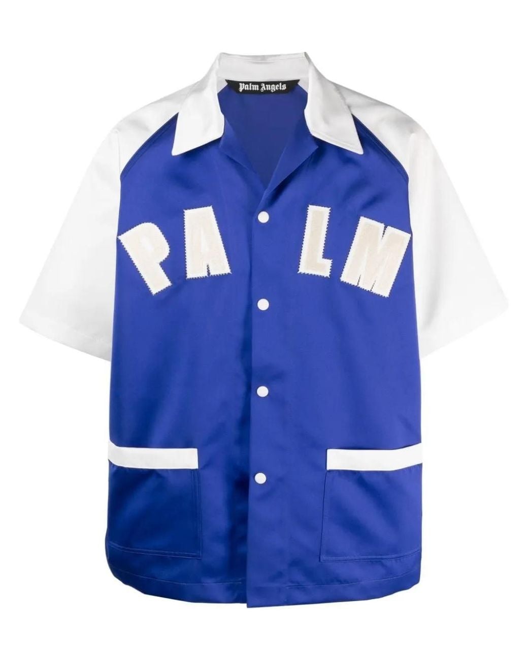 Palm Angels Blue Logo-appliqué Short-sleeved Shirt for men