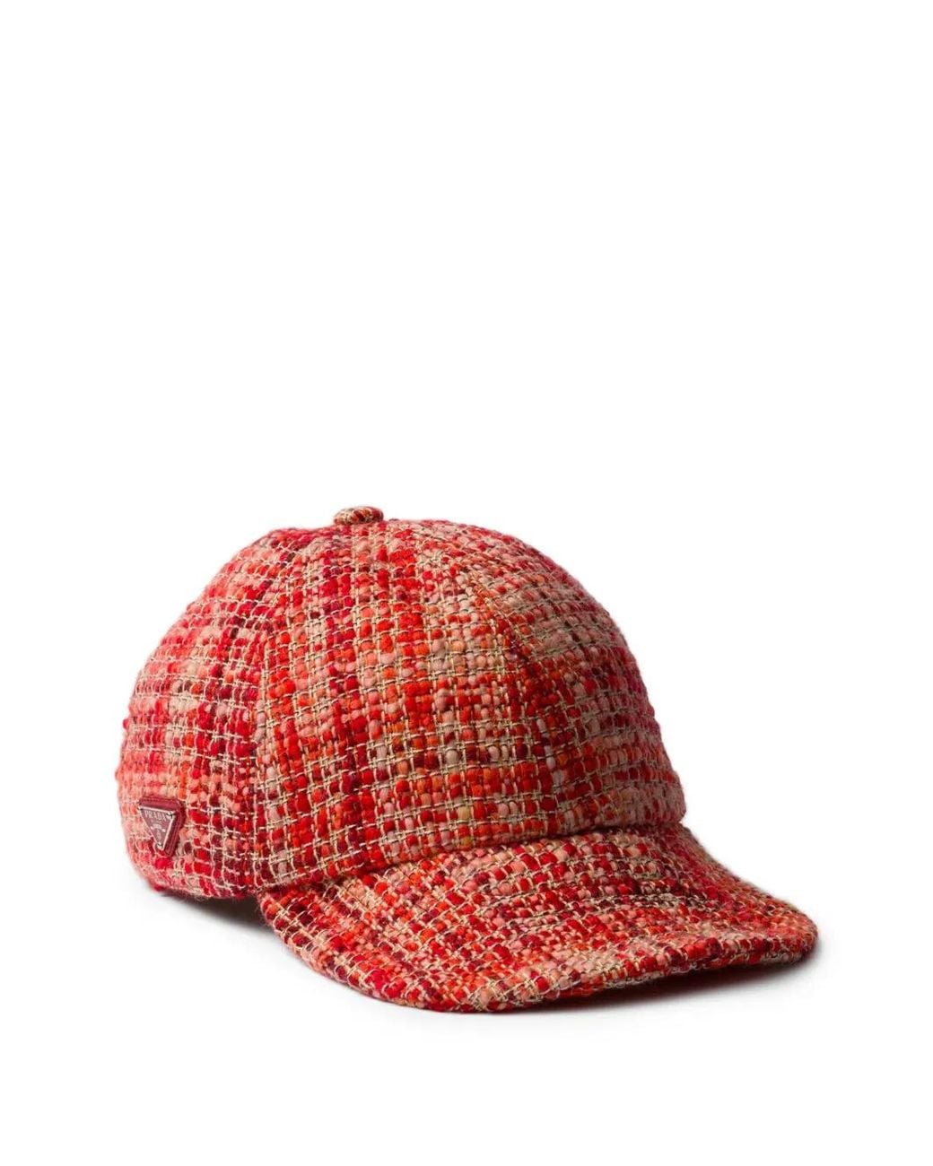 Prada Red Tweed Baseball Cap