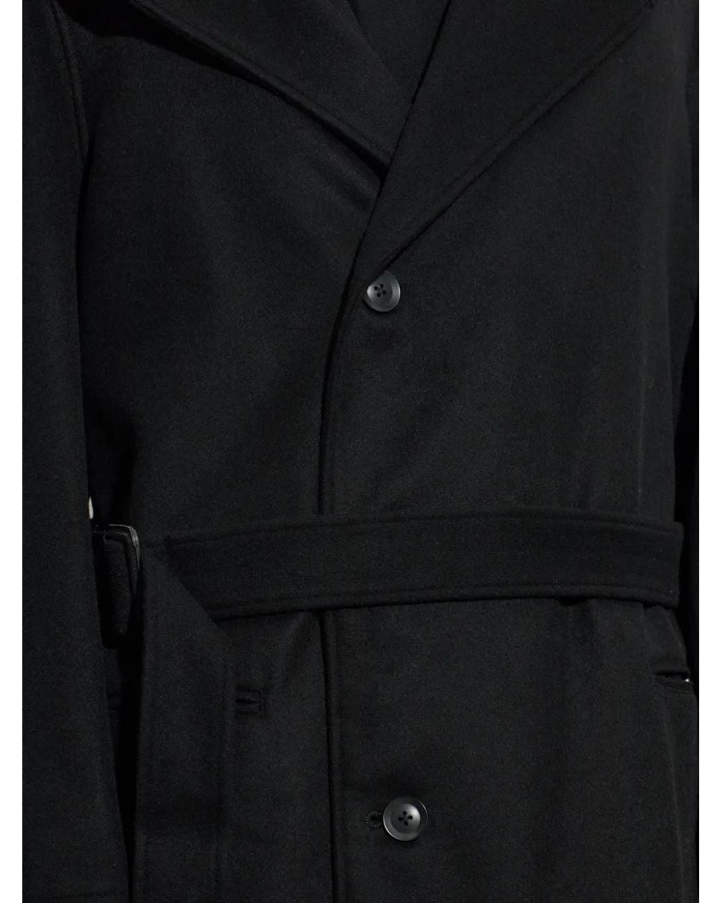 Yohji Yamamoto Black Belted Hooded Coat for men