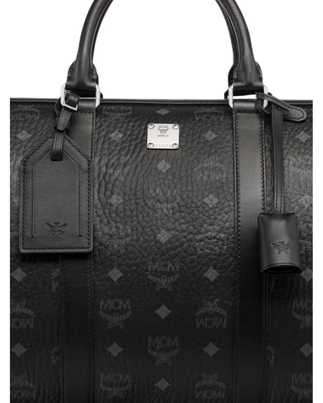 MCM Black Small Ottomar Visetos Weekender Bag