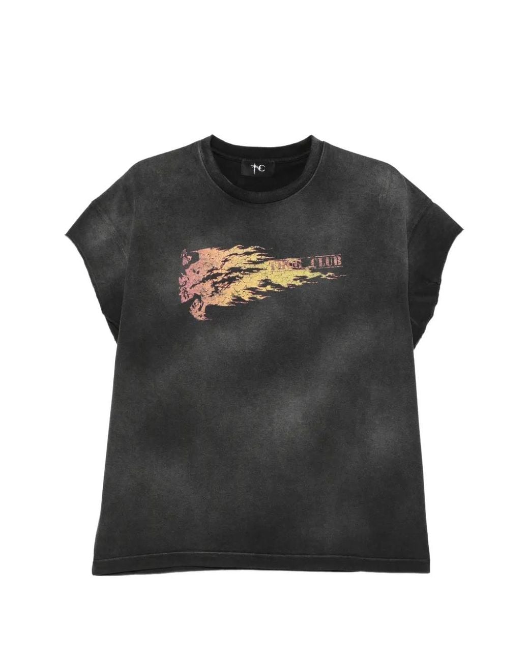 THUG CLUB Black Graphic-Print Washed T-Shirt for men