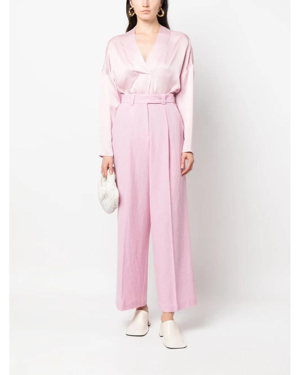 Alysi Pink Pressed-Crease Flared Trousers