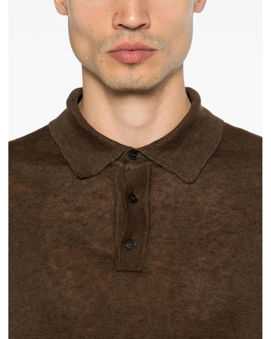 Roberto Collina Brown Half-Button Polo Shirt for men