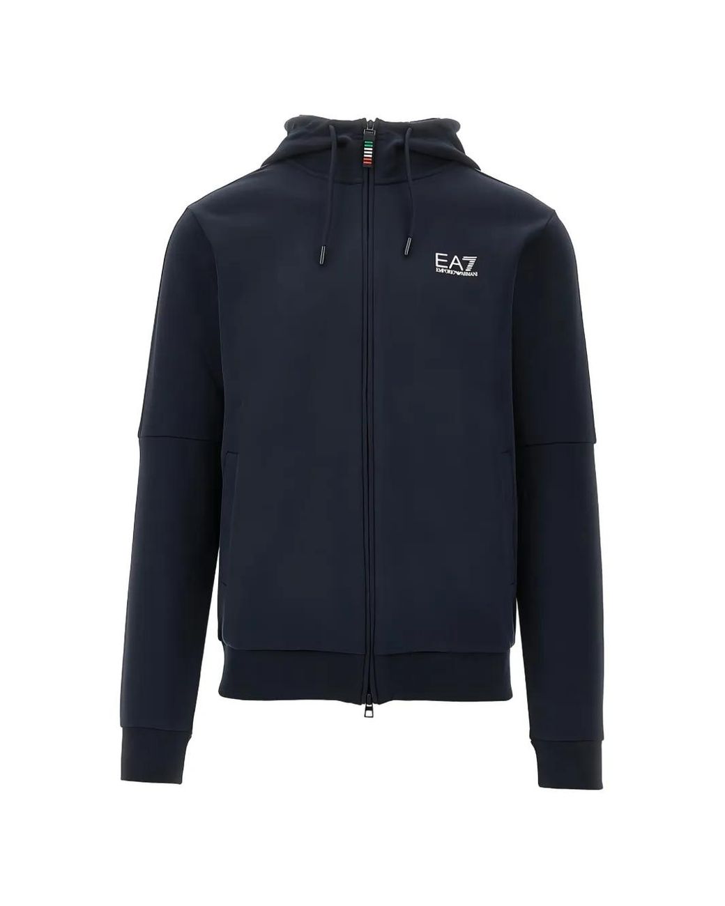 EA7 Blue Full-Zip Hoodie for men