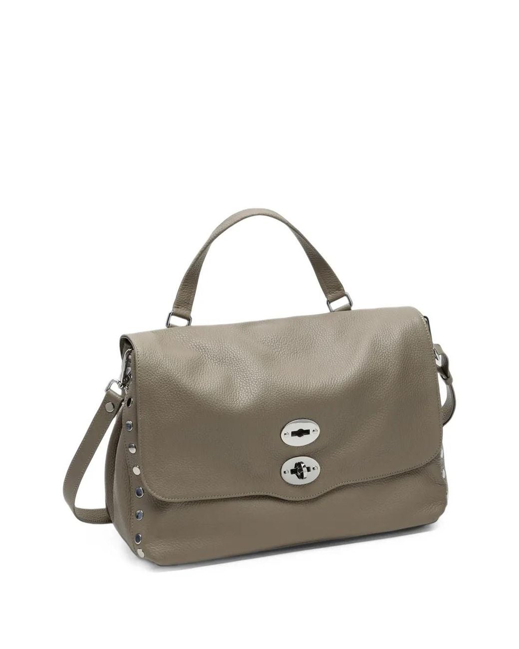 Zanellato Gray Medium Postina Hammered Leather Tote Bag