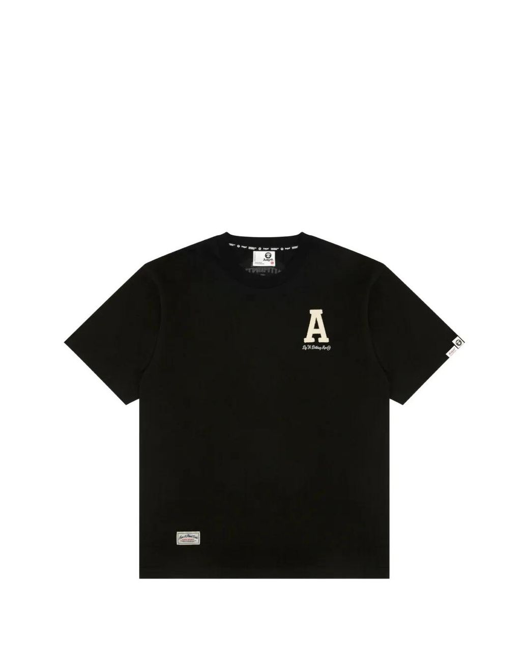Aape By A Bathing Ape Black Letter-Patch T-Shirt for men