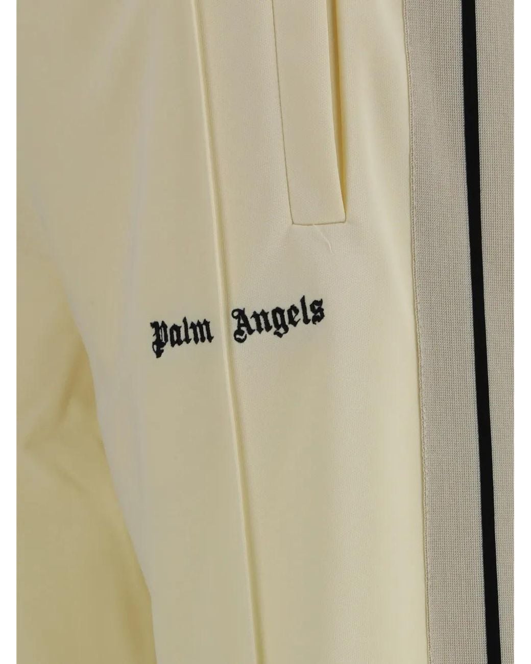 Palm Angels Natural Logo-Print Side-Stripe Track Pants for men