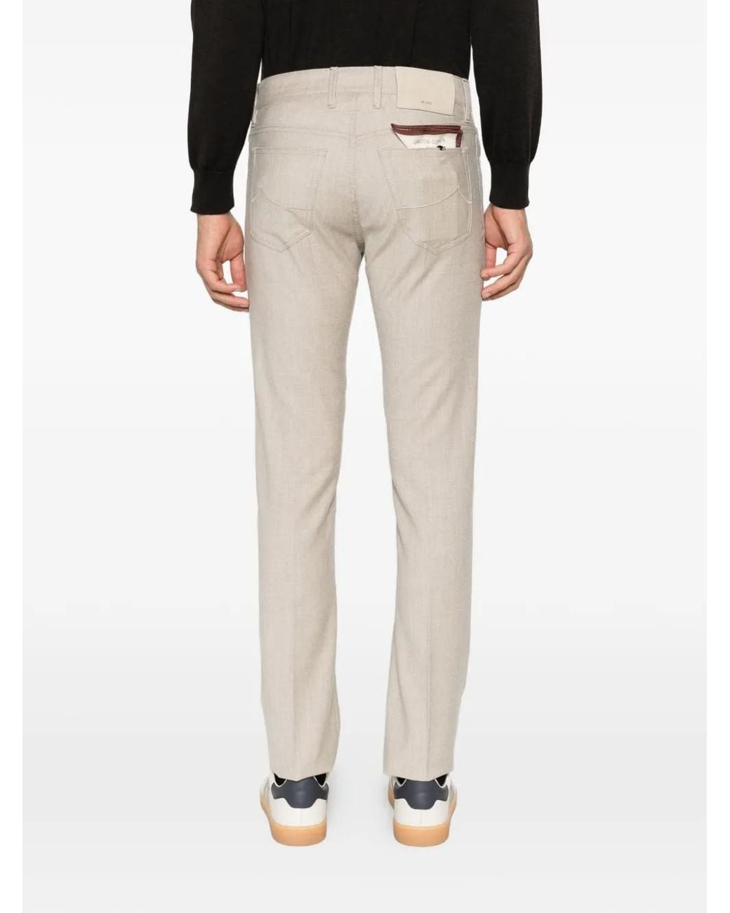Jacob Cohen White Logo-Patch Straight-Leg Trousers for men
