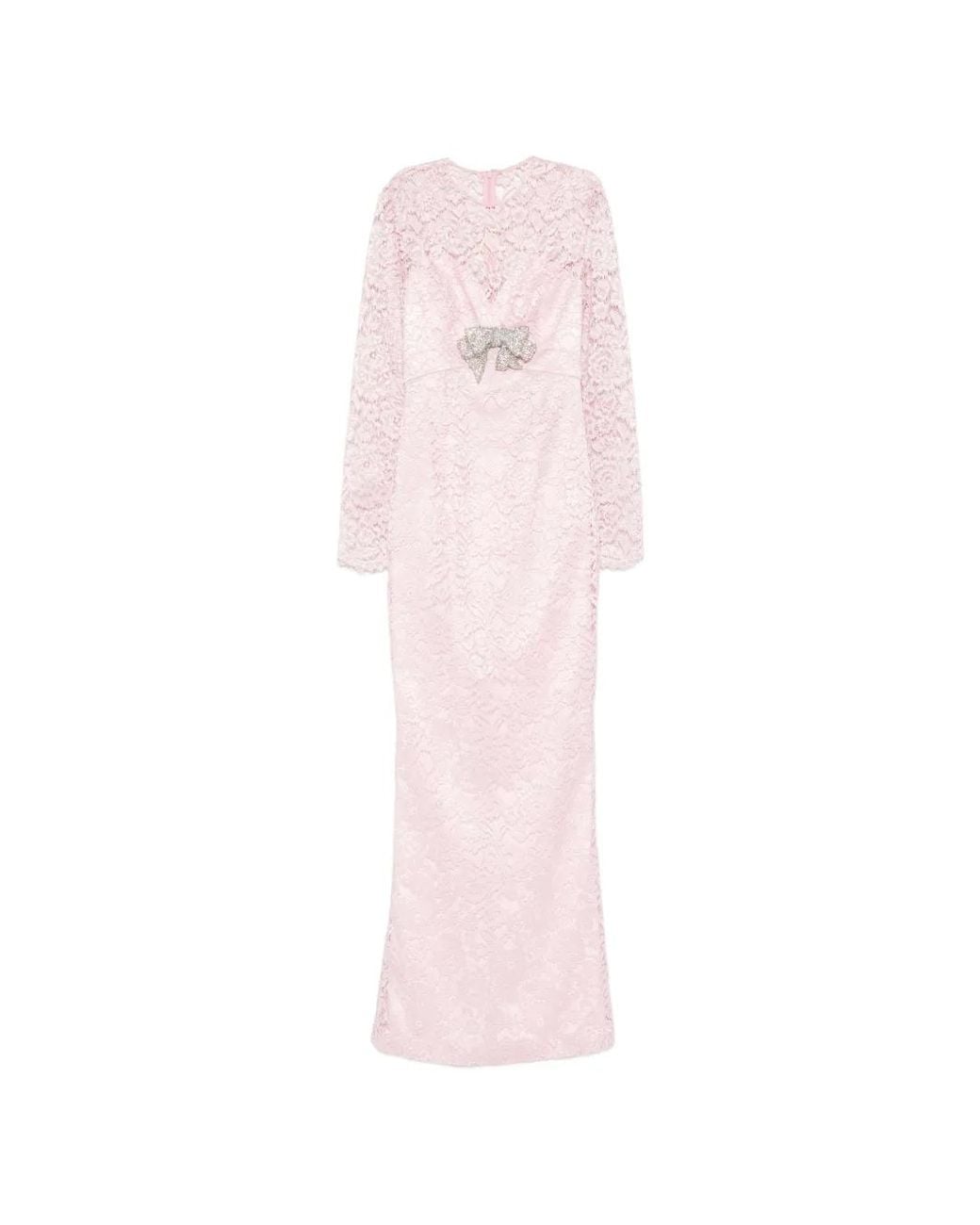 SILK LOVE & LACE Pink Bow-Detail Lace Dress