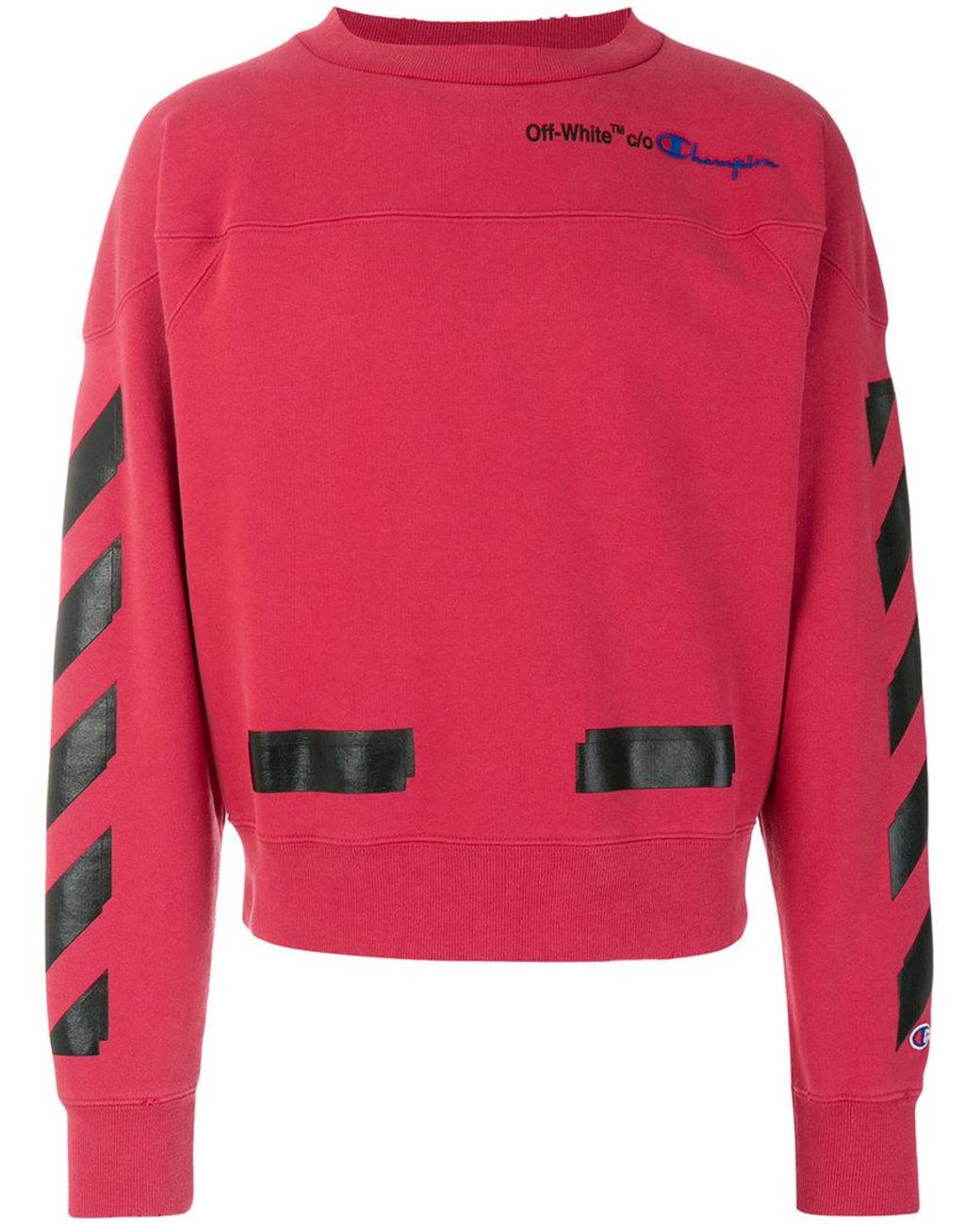 Off-White c/o Virgil Abloh Champion Tape Detail Sweatshirt in Red for Men |  Lyst Canada