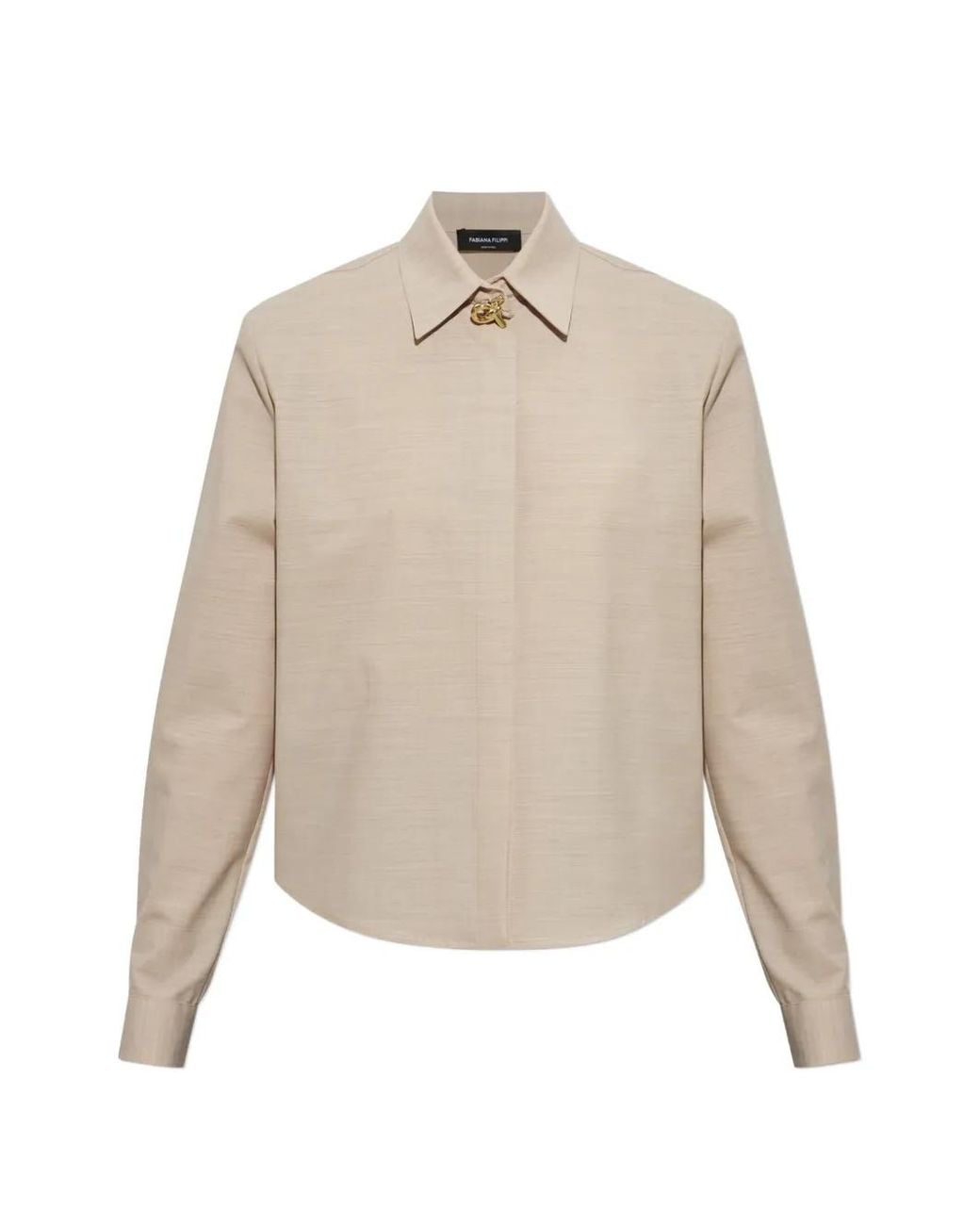 Fabiana Filippi Natural Boxy Knot-Detail Long-Sleeve Shirt