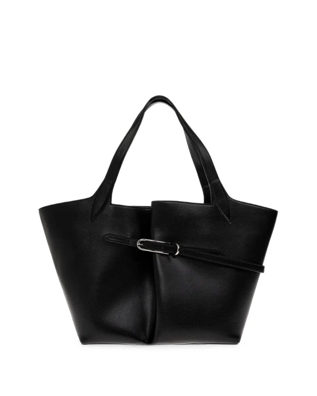 Liffner Black Buckle-Detail Leather Tote Bag