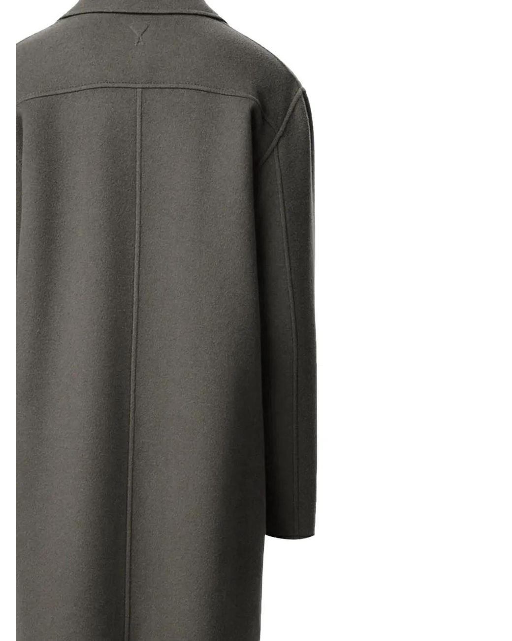 AMI Gray Single-Breasted Coat With Notched Lapel for men