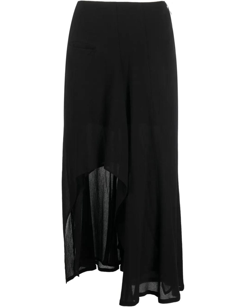 Yohji Yamamoto Black Asymmetric Midi Skirt