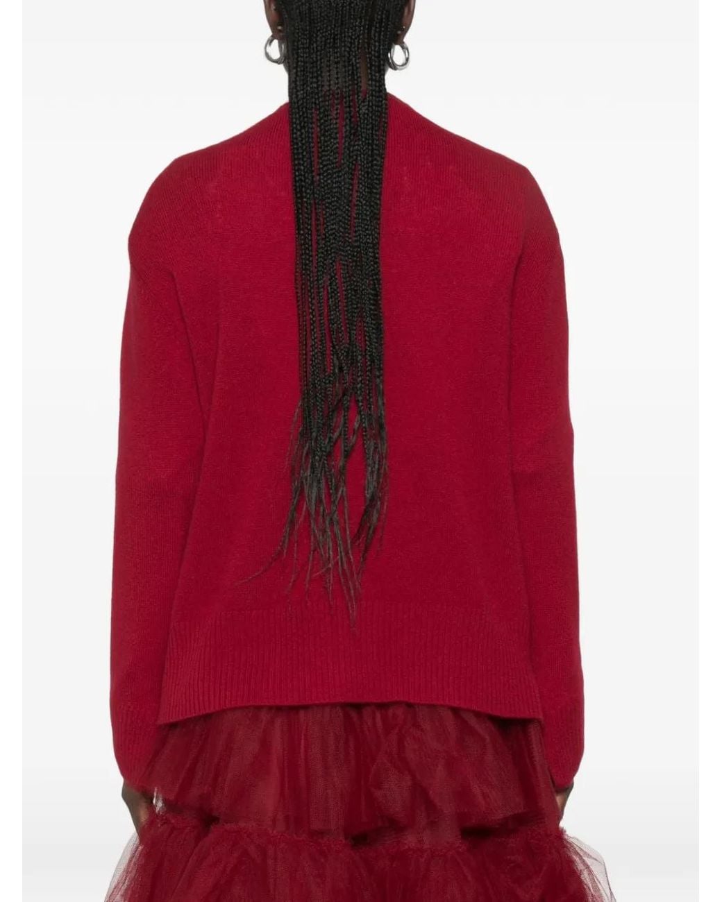 Be You Red Crew-Neck Side-Slit Sweater