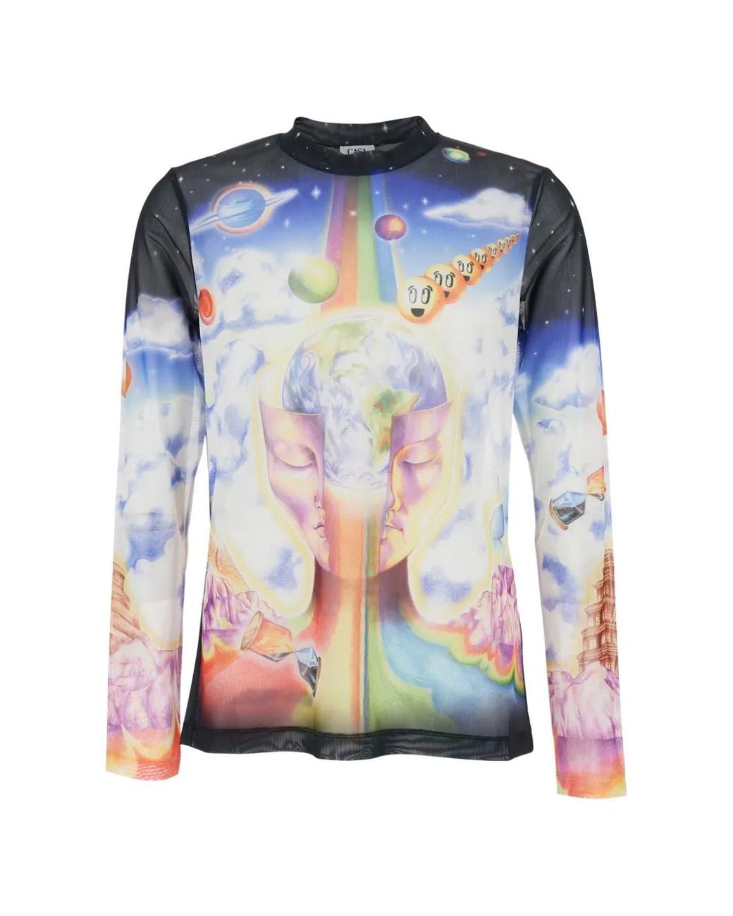Casablanca Blue Mesh Printed Sweatshirt for men