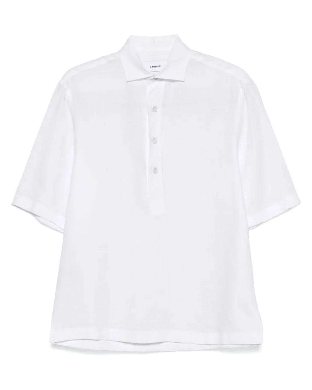 Lardini White Linen Polo Shirt for men