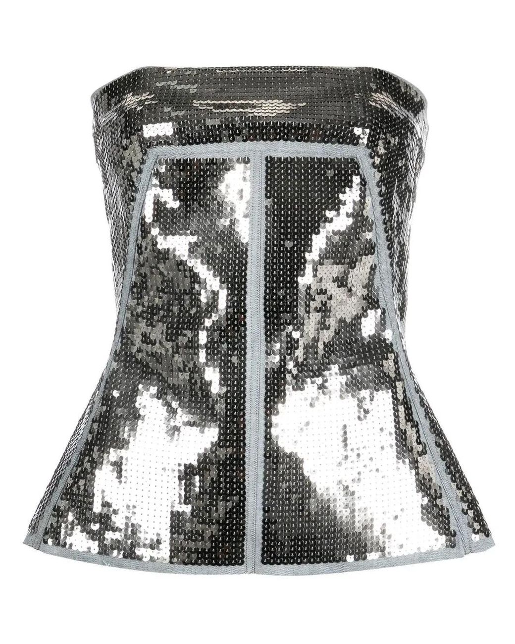 Rick Owens Black Sequin-Embellished Bustier Top