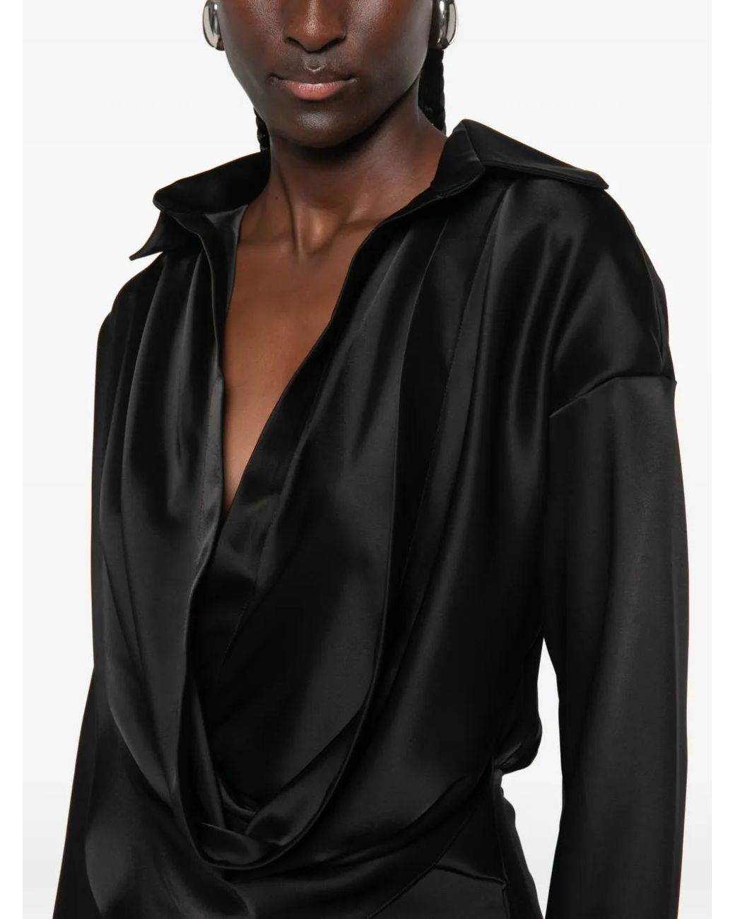 Vestiaire d'un Oiseau Libre Black Asymmetric Draped Midi Dress