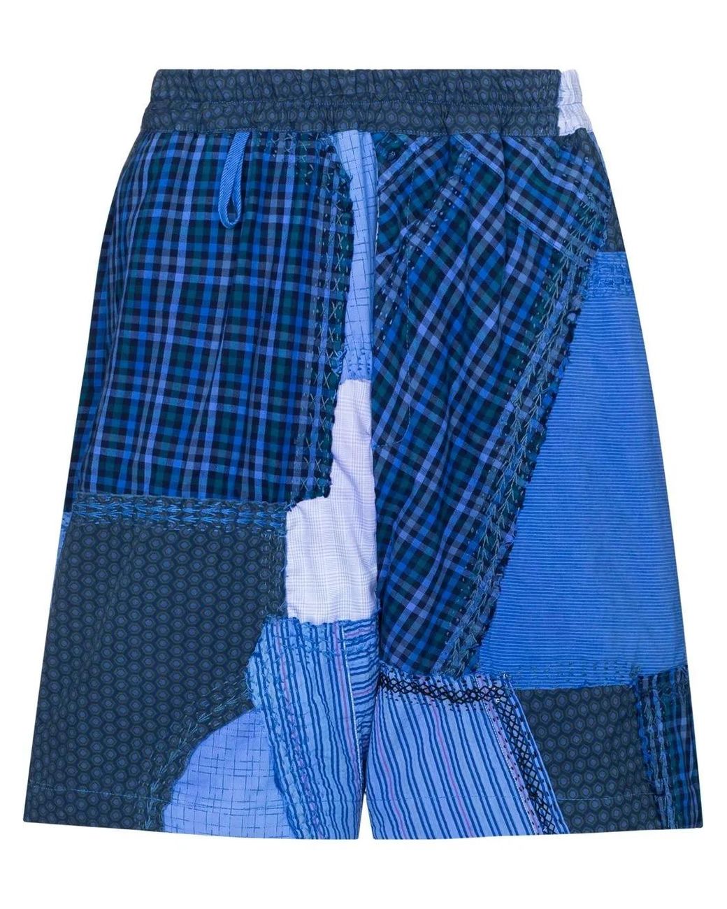 By Walid Trainingsshorts Met Patchwork in het Blue voor heren