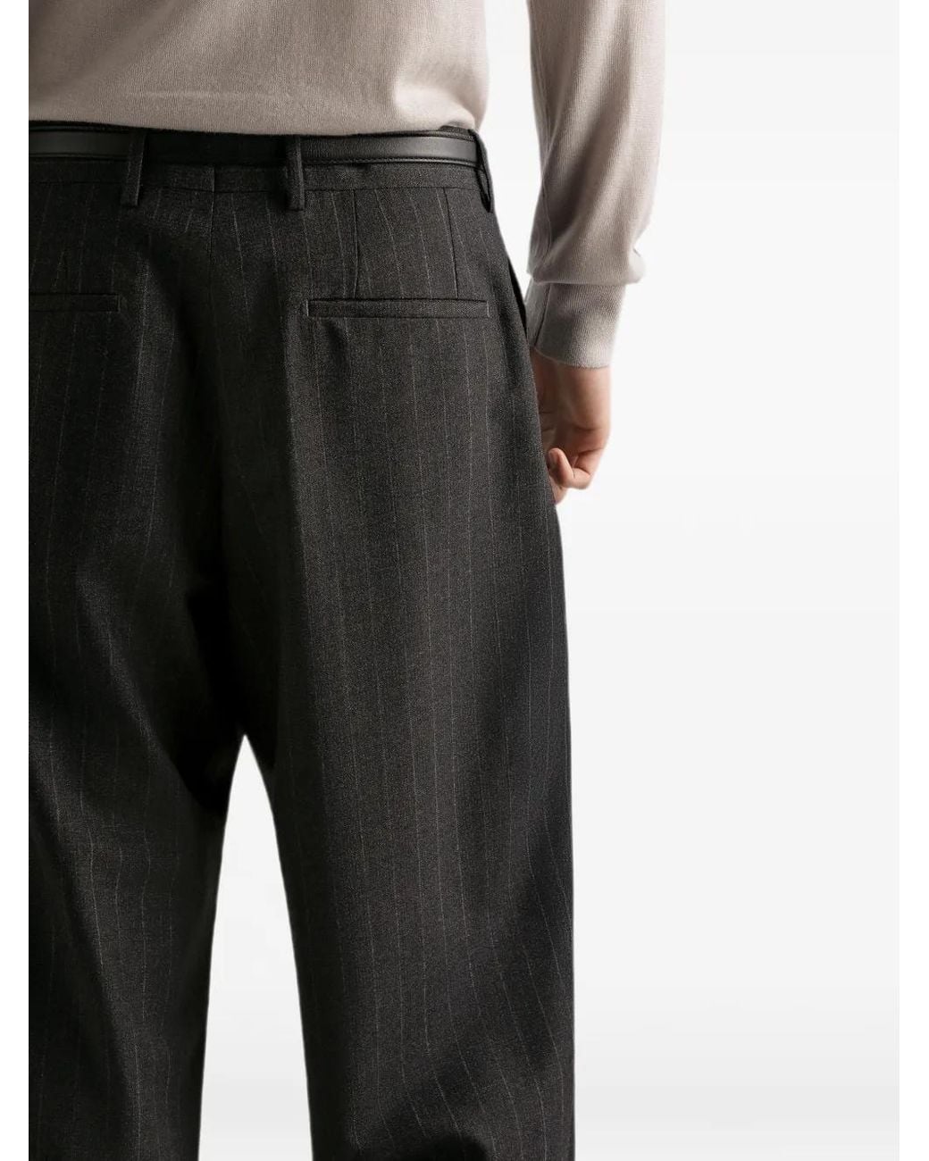 Dolce & Gabbana Black Pinstripe Virgin-Wool Trousers for men