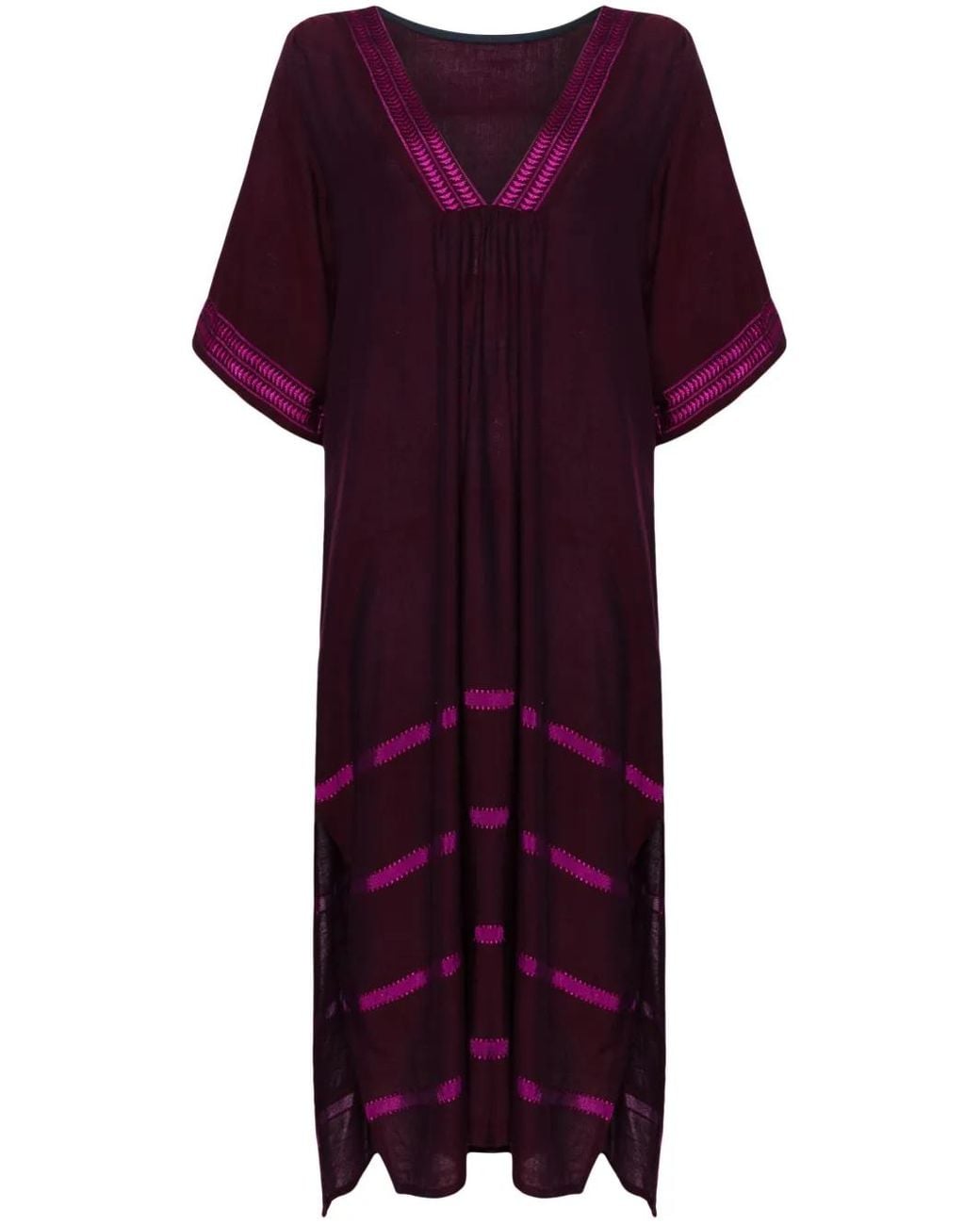 Lemlem Purple Edna Cotton-Blend Maxi Dress