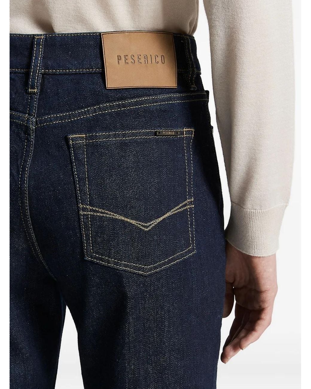 Peserico Blue Cuffed Five-Pocket Denim Jeans