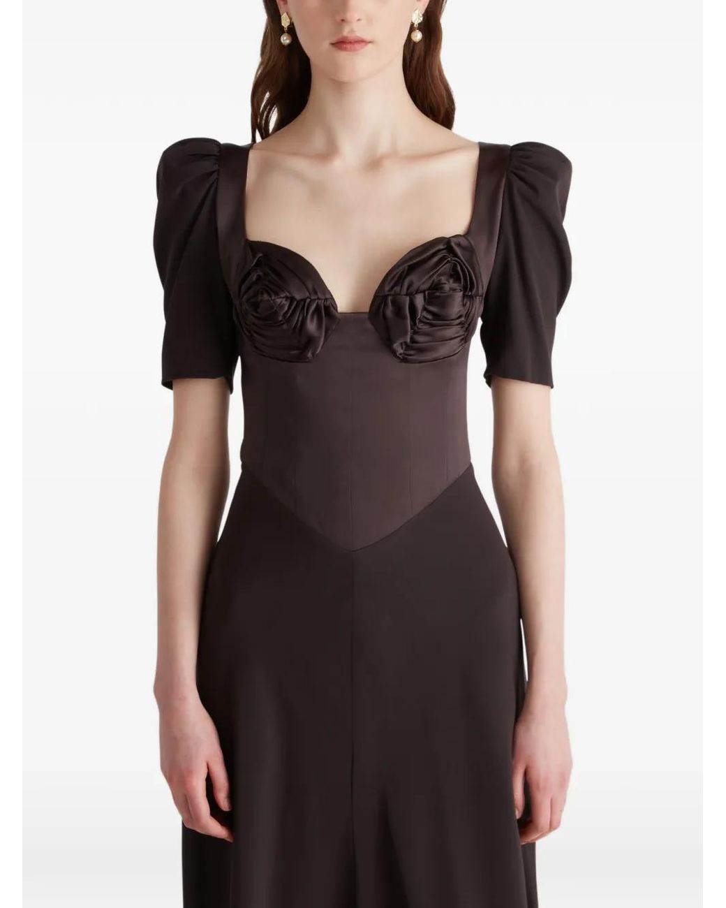 Violante Nessi Brown Baccarat Sweetheart-Neckline Maxi Dress