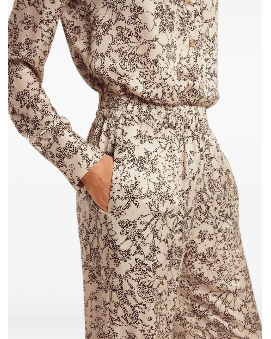 Golden Goose Deluxe Brand Natural Wide-Leg Floral Print Trousers