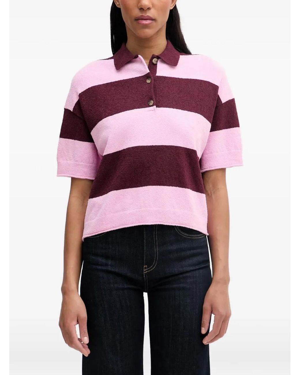 Marc O' Polo Red Striped Short-Sleeve Polo Shirt