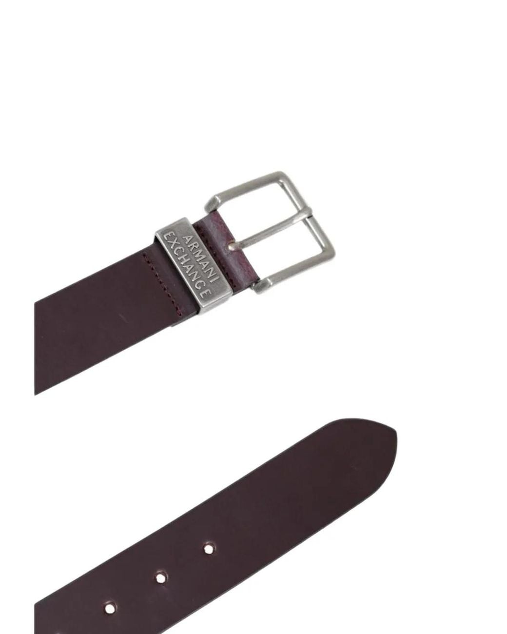 ARMANI EXCHANGE White Logo-Plaque Leather Belt for men