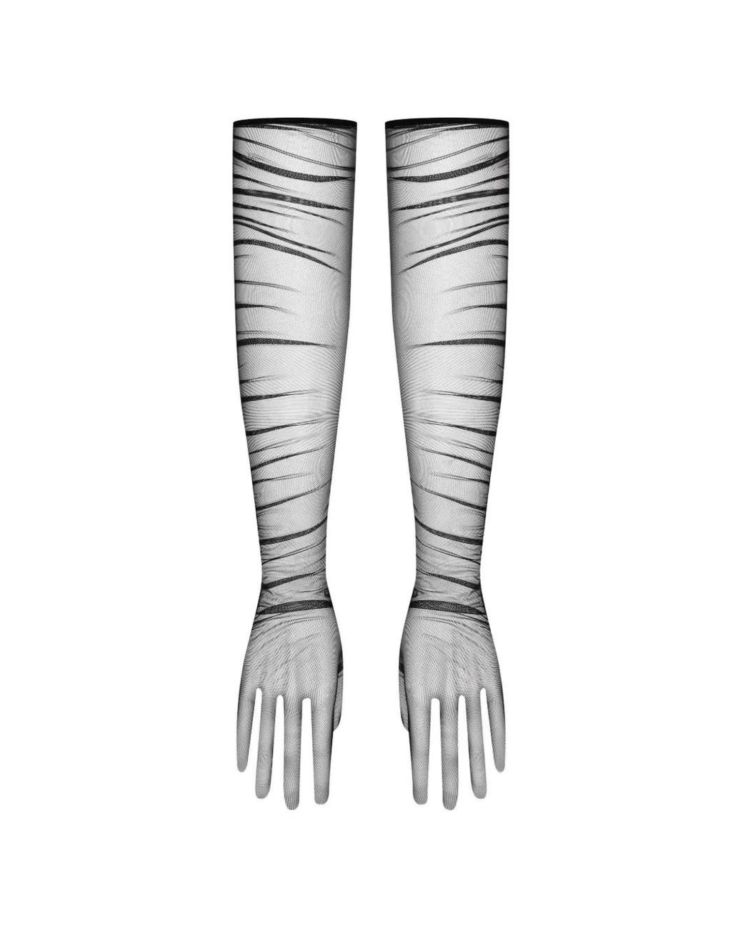 Scandale Black Nuit Fauve Ruched Mesh Opera Gloves