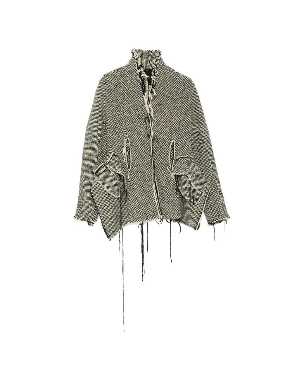 Rundholz White Veste À Carreaux Et Franges