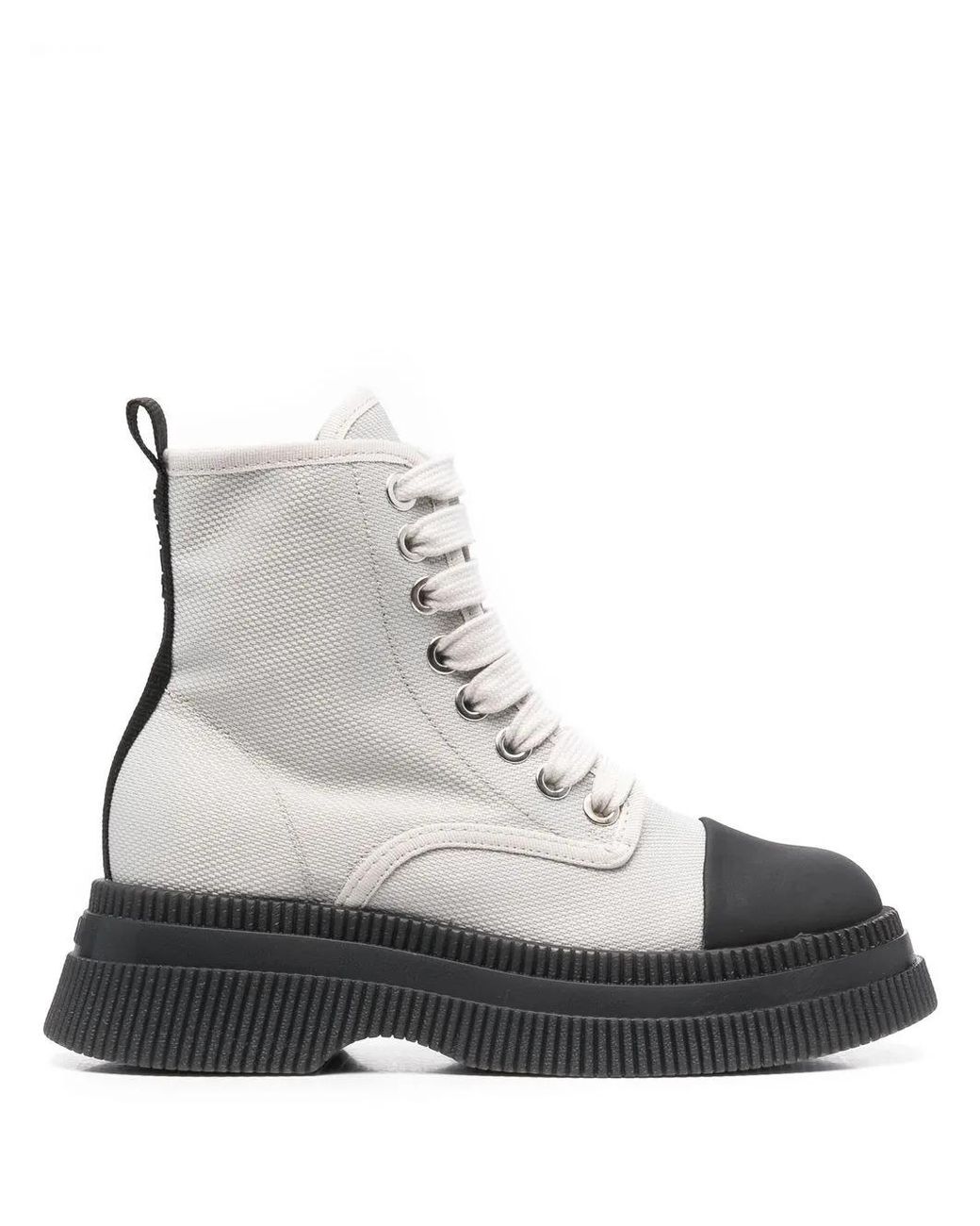 Ganni Gray Creepers Lace-Up Ankle Boots